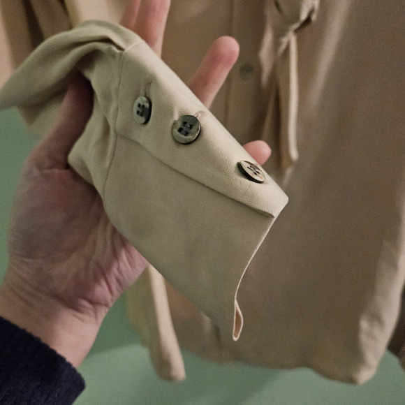 VINTAGE 1980s Anne Pinkerton Collection Beige Silk Blouse Est. Size XL - Picture 8 of 12